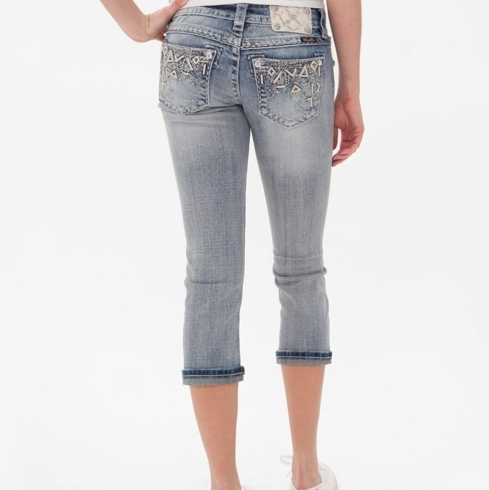 Miss Me JE8131C Embellished Signature Cropped Skinny Jeans Size 26